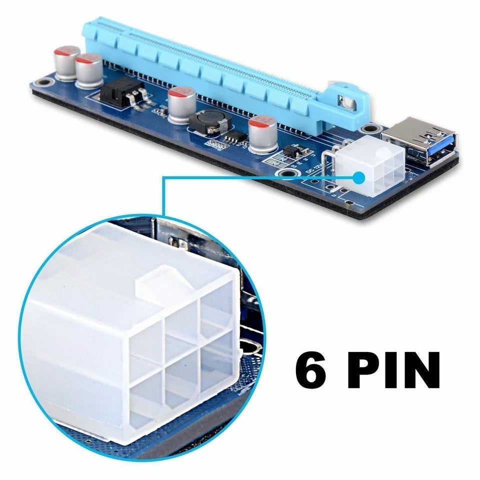 USB 3.0 PCI-E Express 1x To 16x Extender Riser Card Lot Adapter Power 24pin ATX