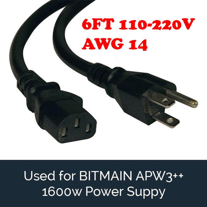 Heavy Duty Power Cord AWG 14, 110-220V, 6FT