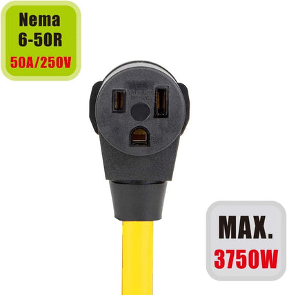 Flexible Welder Adapter NEMA L6-30P to NEMA 6-50R, 30 Amp, 250V, 10AWG, 1.5FT