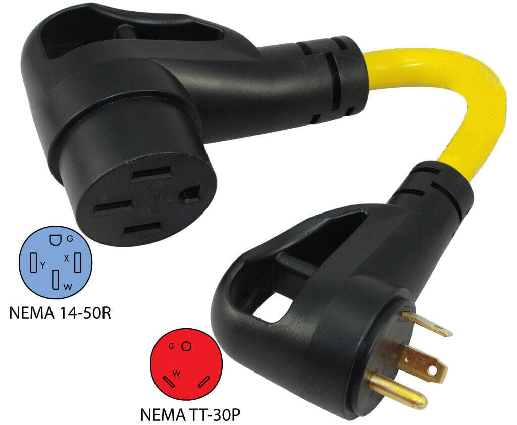 Extension Power Cord NEMA TT-30P to NEMA 14-50R, 30 Amp to 50 Amp, 1.5FT